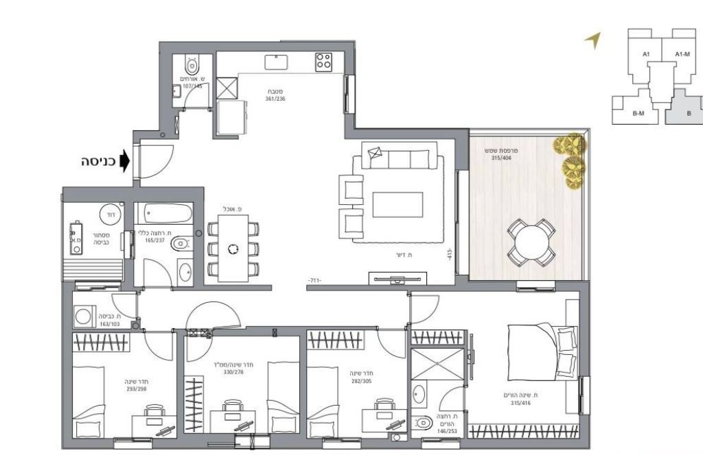 Apartment 4 Rooms Netanya Sea 342-IBL-6177