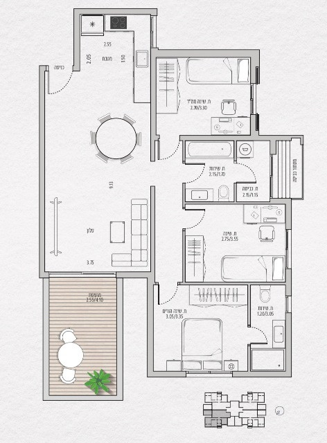 Apartment 4 Rooms Hadera Hadera 342-IBL-6279