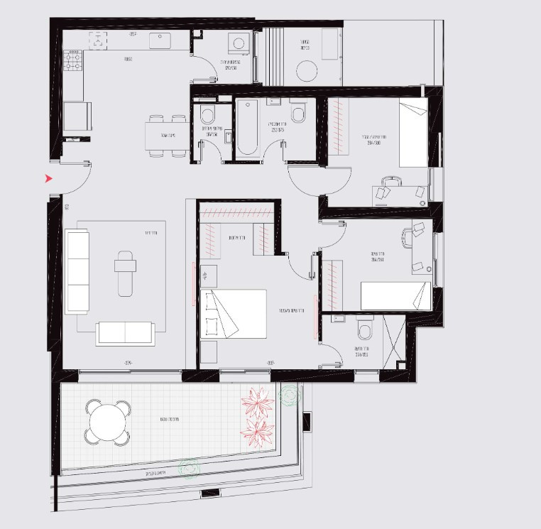 Apartment 4 Rooms Hadera Park Area 342-IBL-6643