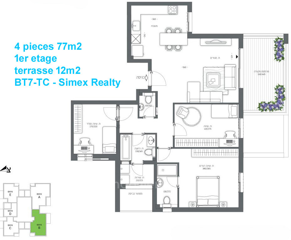 Apartment 3 Rooms Jerusalem Talpiot 427-IBL-621