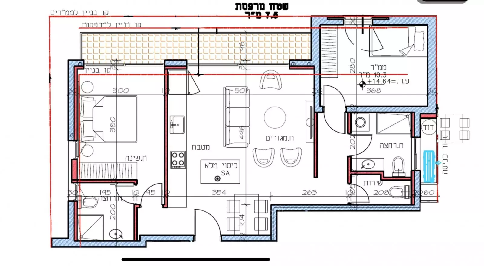 Apartment 3.5 rooms Tel Aviv Habima 457-IBL-1031