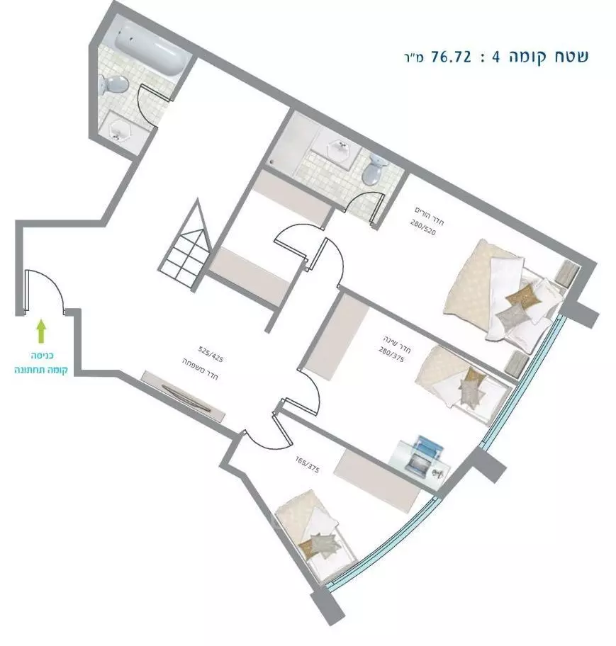 Duplex 4 rooms Tel Aviv City center 457-IBL-1138