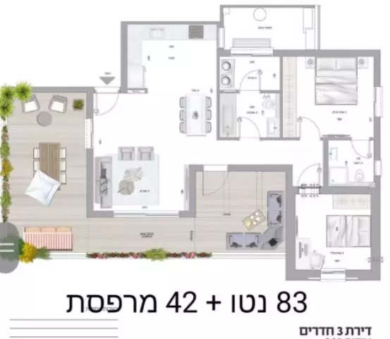 Apartment 3 rooms Beer Sheva Other 511-IBL-1385