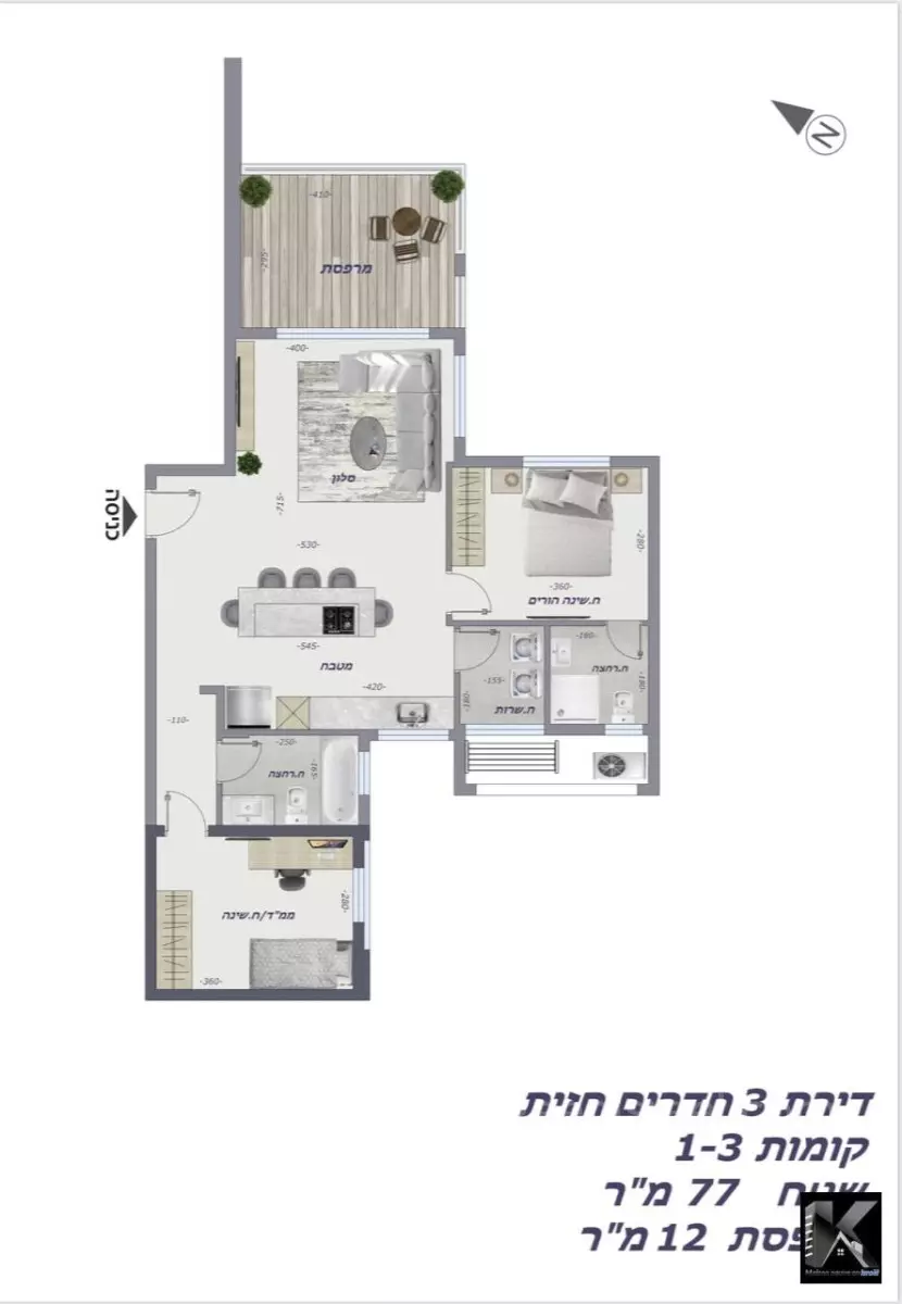 Apartment 3 rooms Netanya Ramat Poleg 513-IBL-131