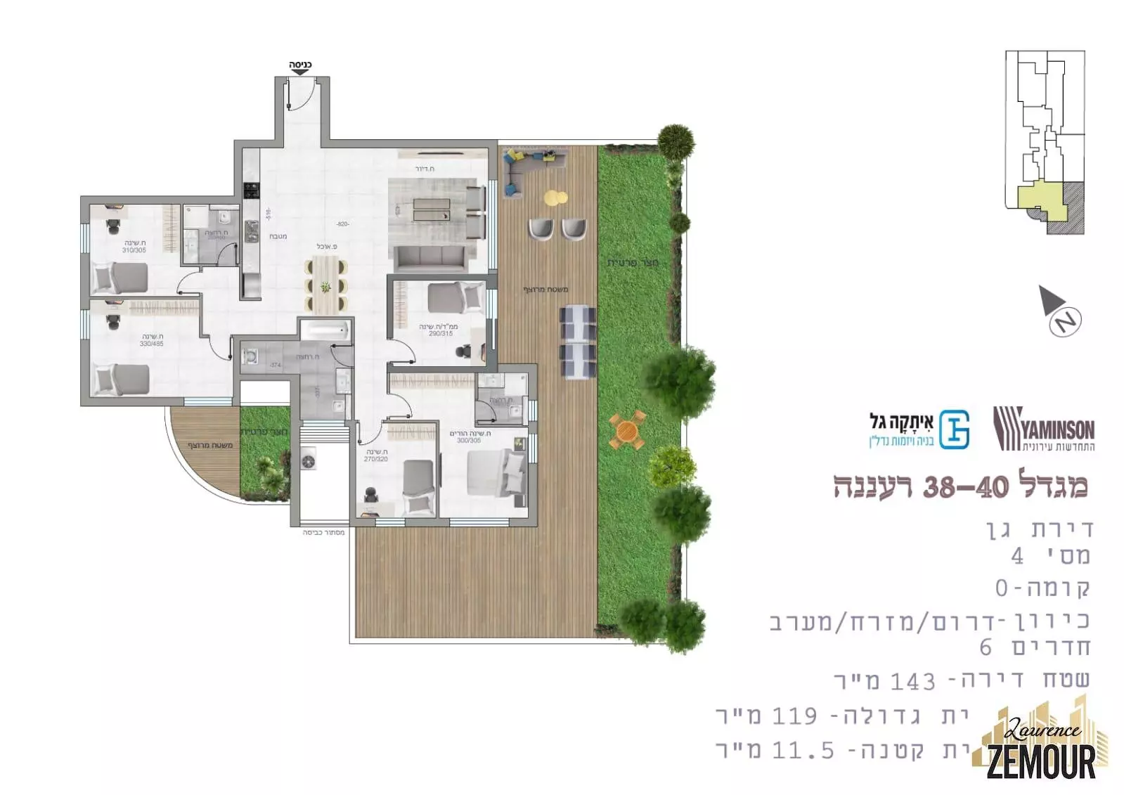  3 rooms Raanana Près de Merkaz Golan 60-IBL-1310